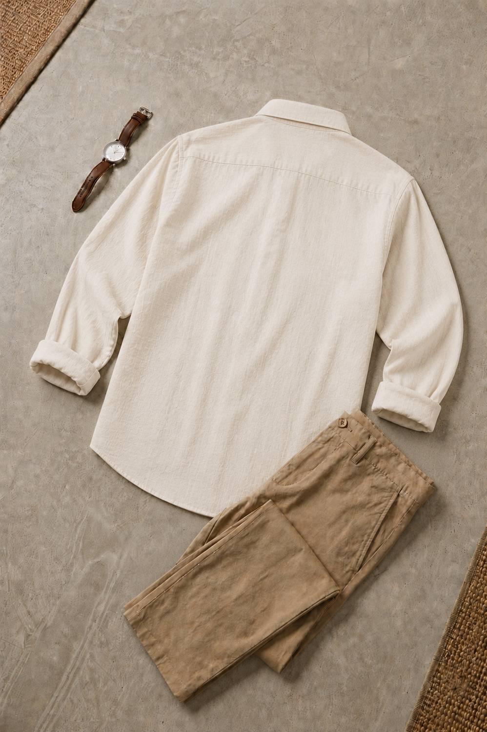 BE UNIQUE MENS Beige Casual Shirt - Image 2