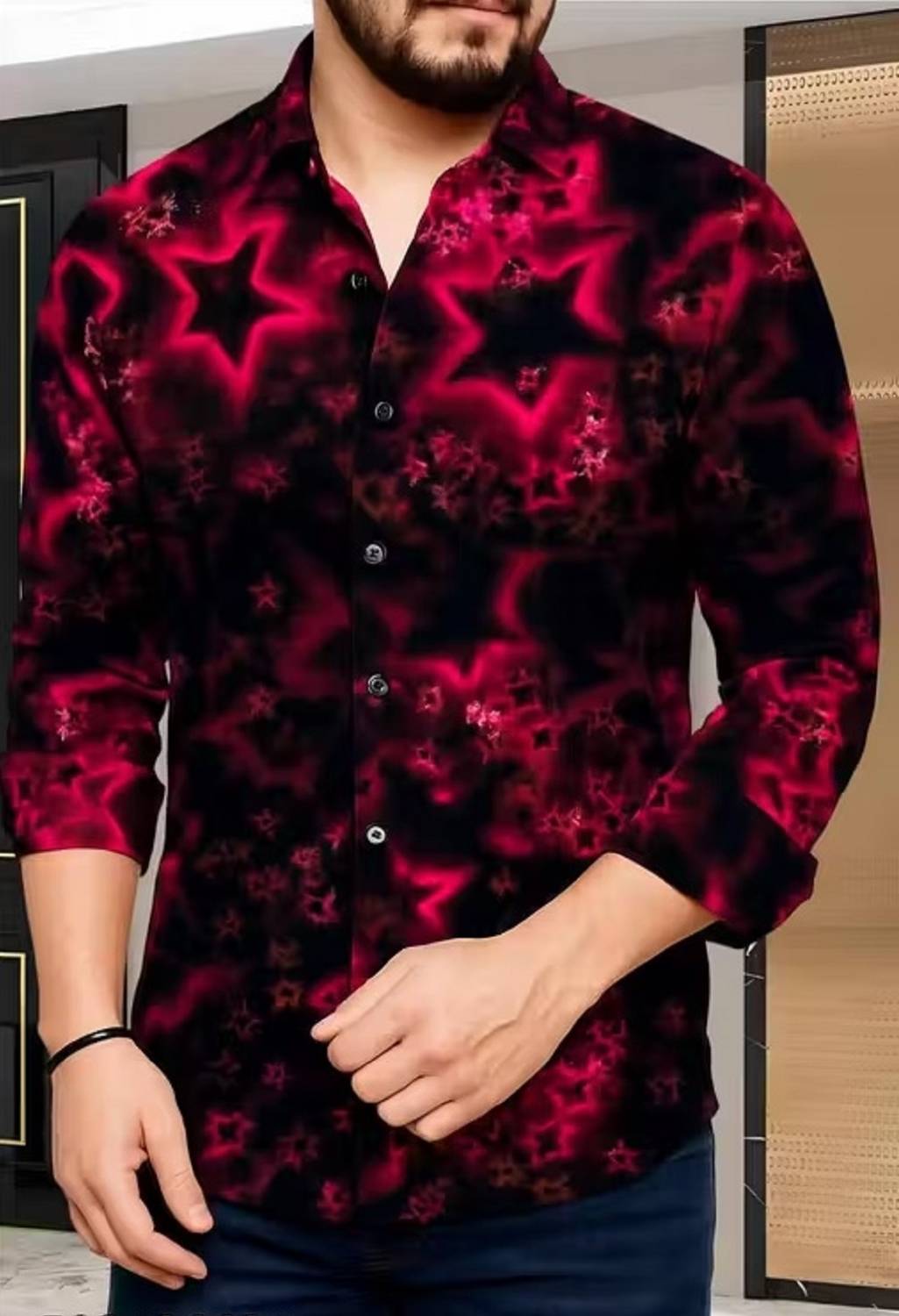 INBOUND COLLETION Men Printed Casual Pink Shirt