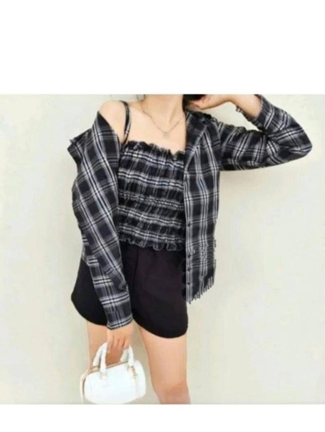BNK Women Checkered Casual Black Shirt