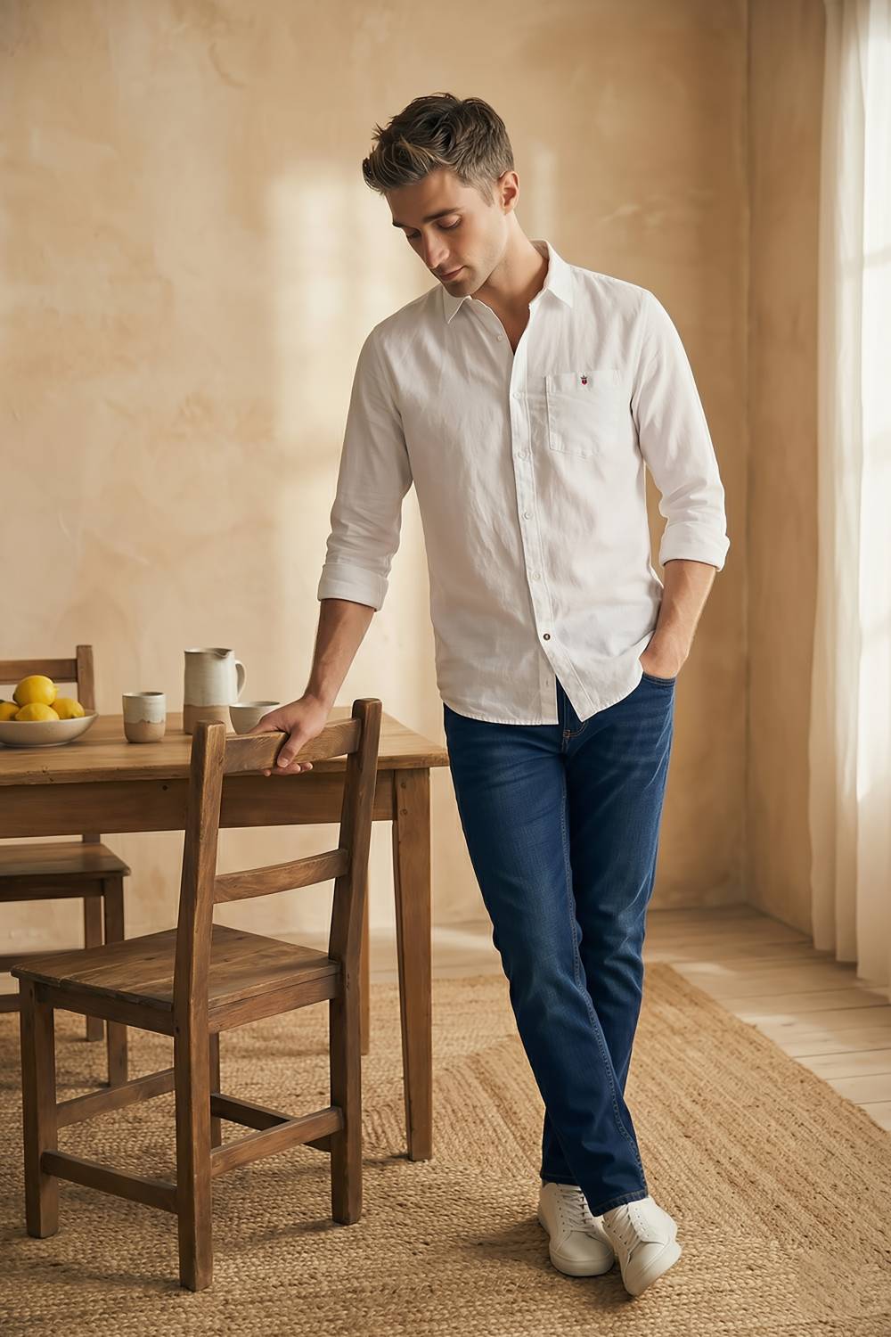 Louis Philippe Men Solid Casual White Shirt - Image 2