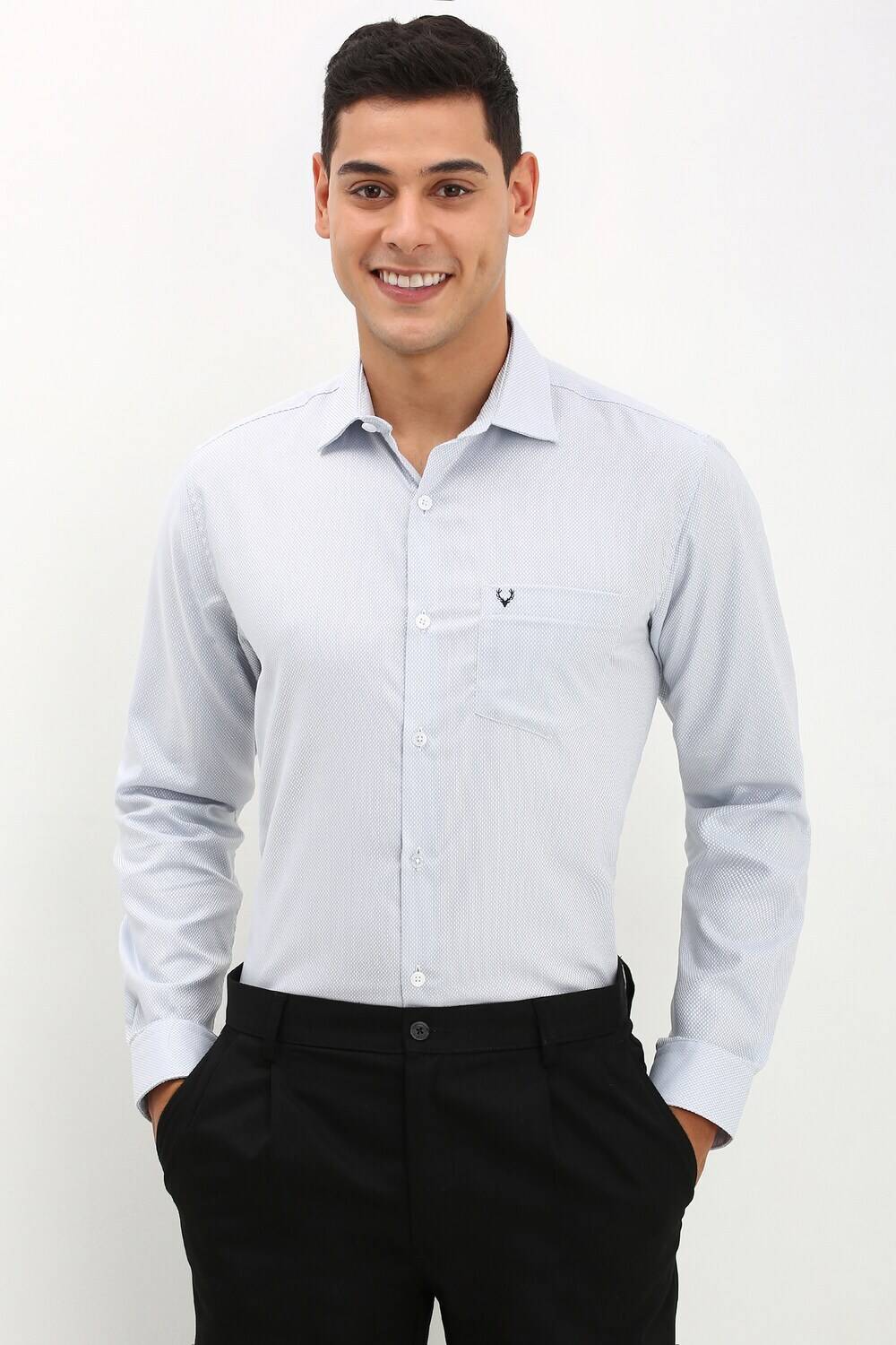 Allen Solly Boys Printed Casual Grey Shirt