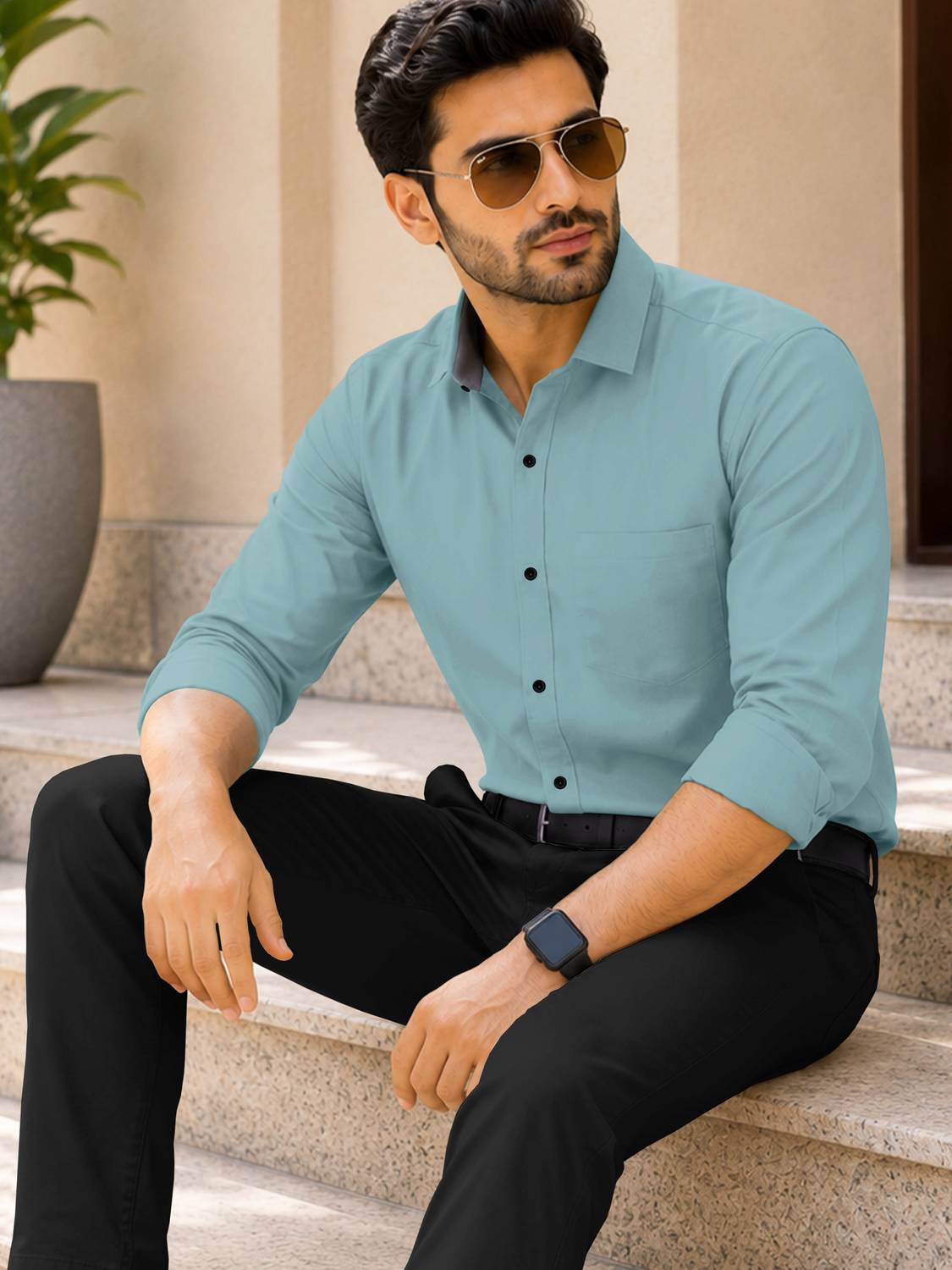 VeBNoR Men Light Green Casual Shirt - Image 4