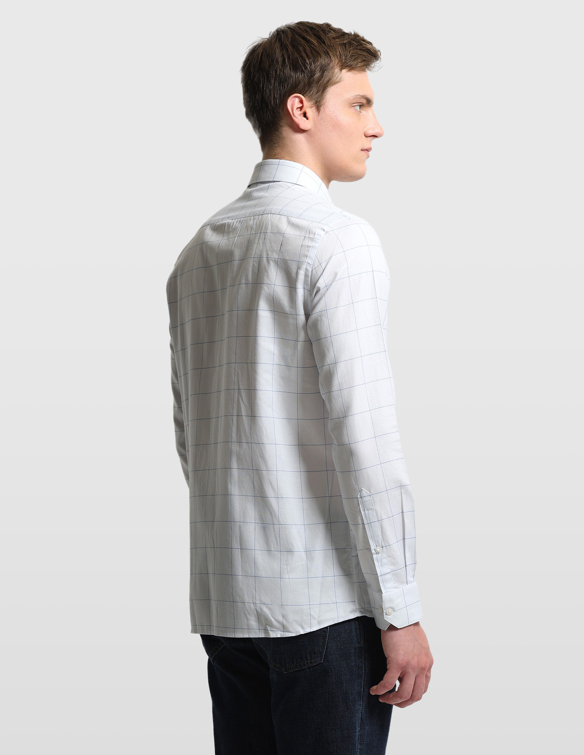 Image of ARROW Men Checkered Casual Blue Shirt