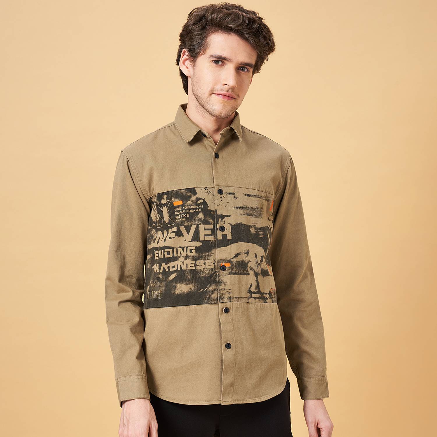 Street 808 Men Printed Casual Brown Shirt - Image 3