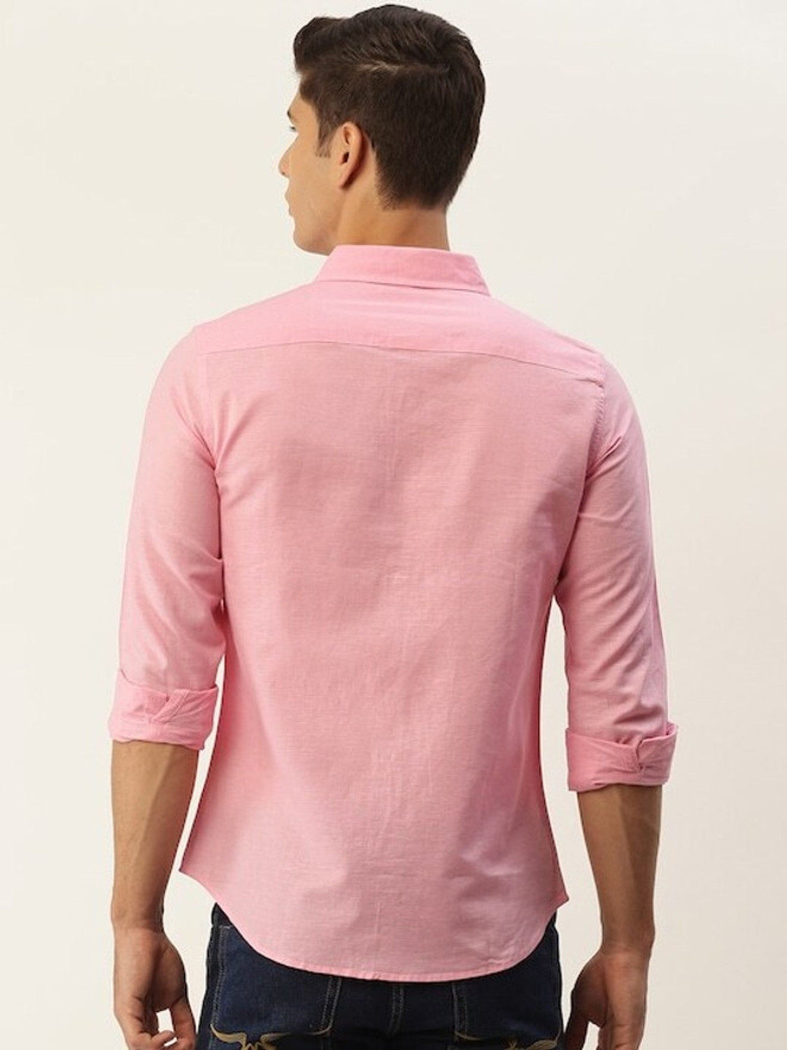 Image of United Colors of Benetton Men Solid Casual Pink Shirt