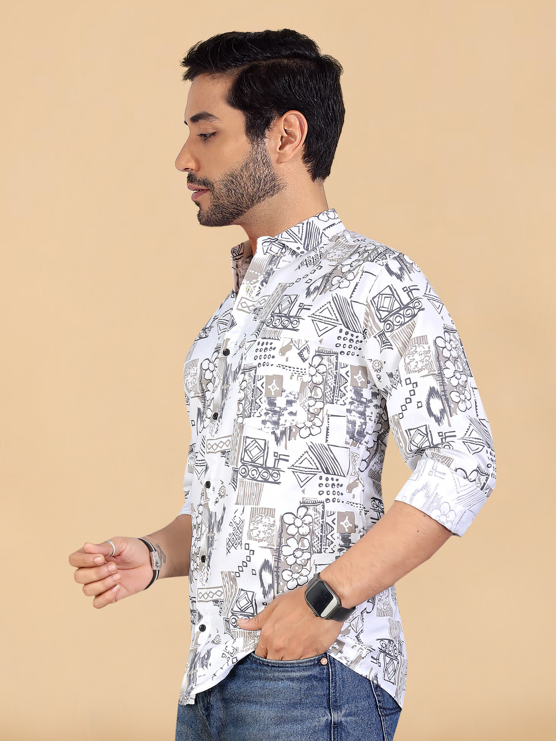 Image of Reepolly Men Printed Casual Multicolor Shirt