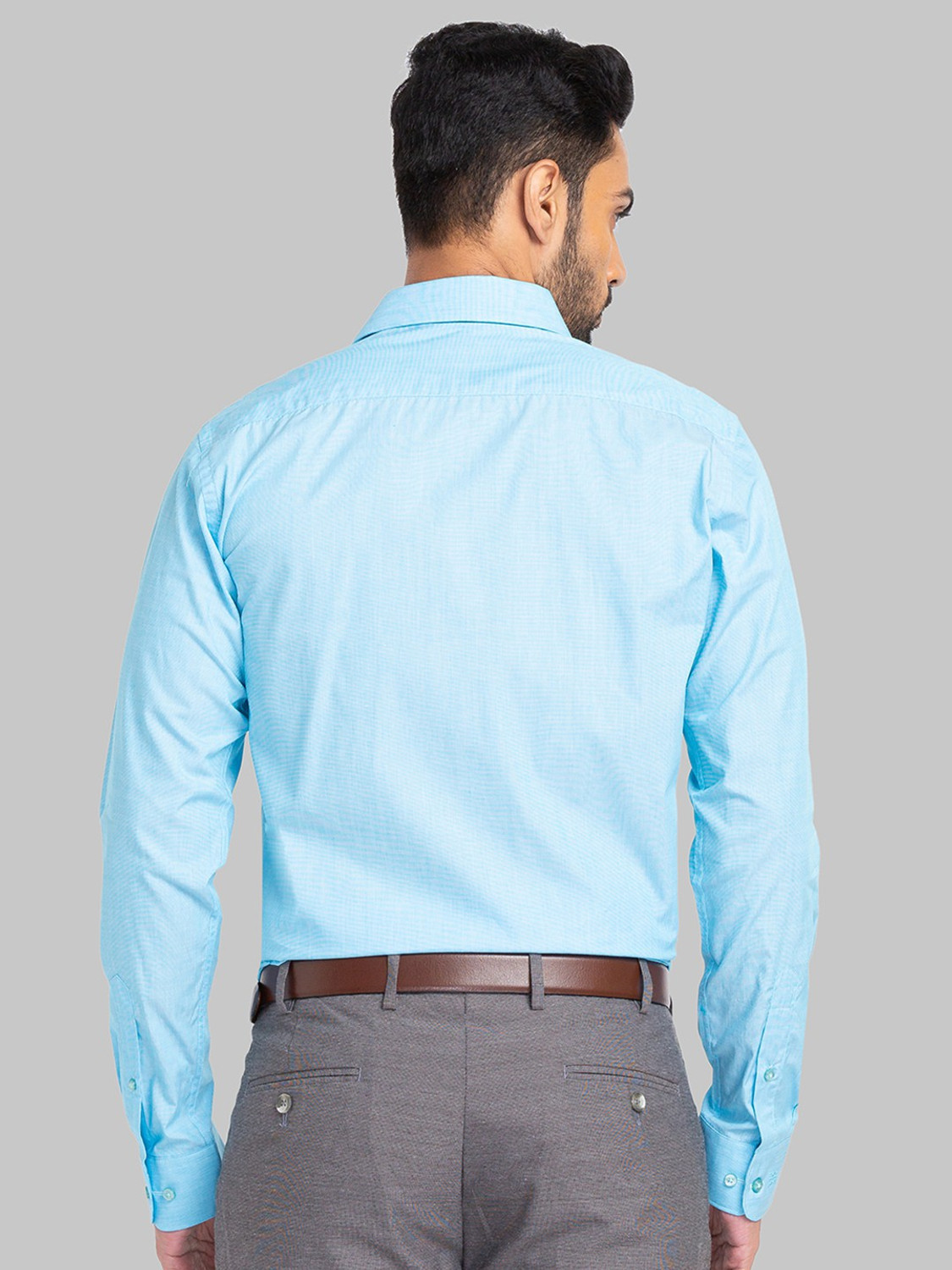 Image of Raymond Men Solid Formal Light Blue Shirt