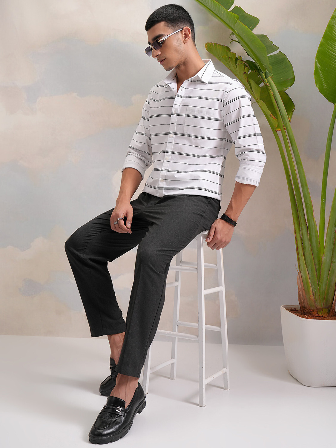Image of HIGHLANDER Men Striped Formal Multicolor Shirt