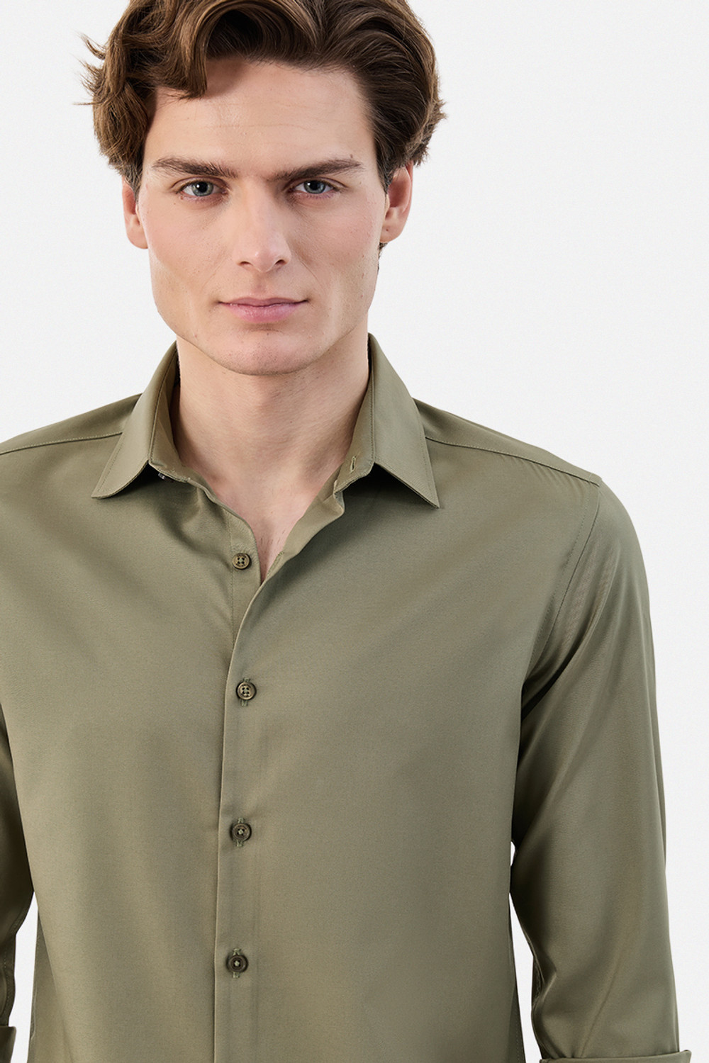Image of Snitch Men Solid Casual Green Shirt