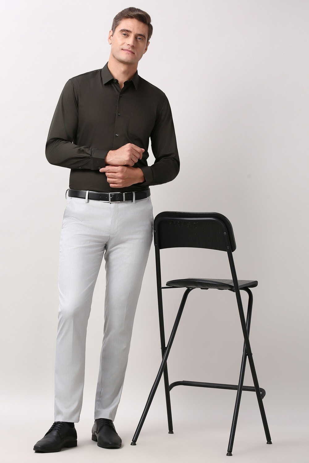 Image of PETER ENGLAND Men Solid Formal Brown Shirt