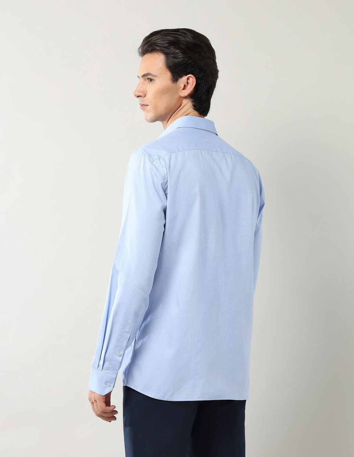Image of ARROW Men Solid Formal Blue Shirt