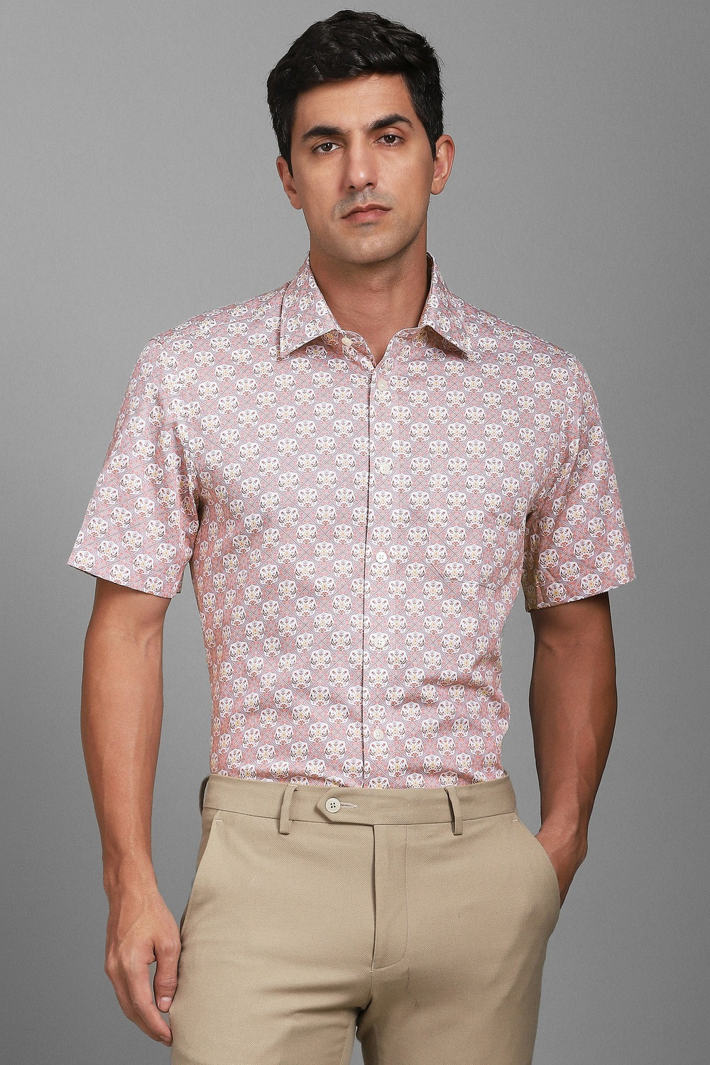 Image of LOUIS PHILIPPE Men Printed Formal Red Shirt