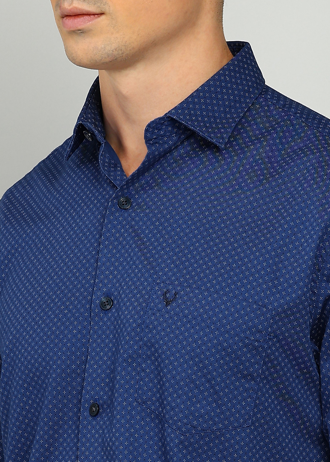Image of Allen Solly Men Printed Casual Blue Shirt