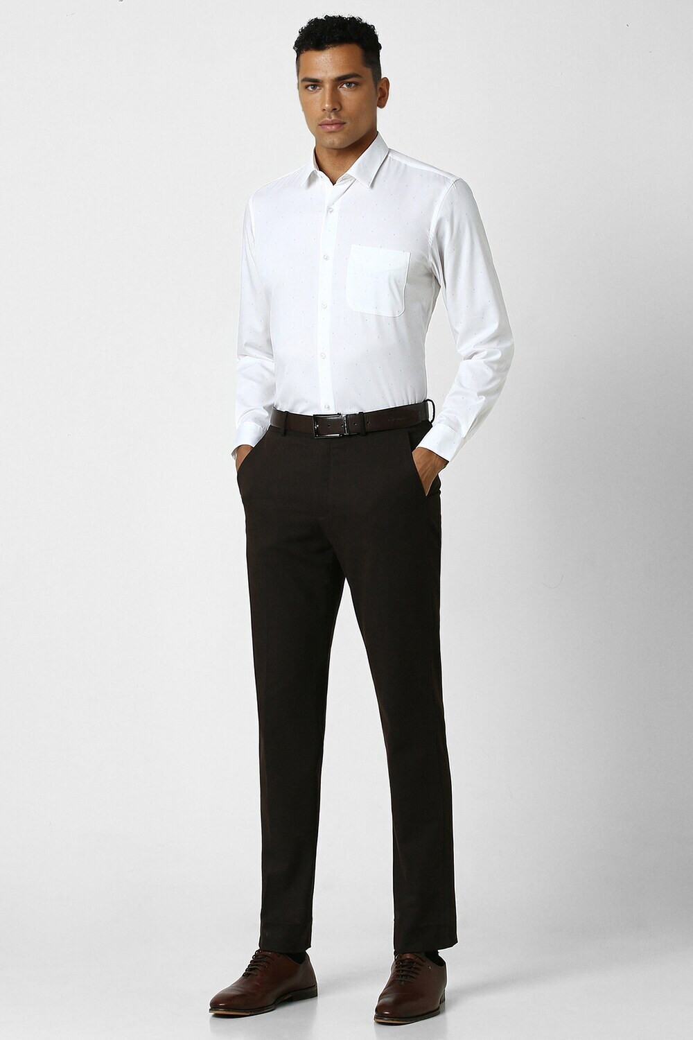 Image of PETER ENGLAND Men Printed Casual White Shirt