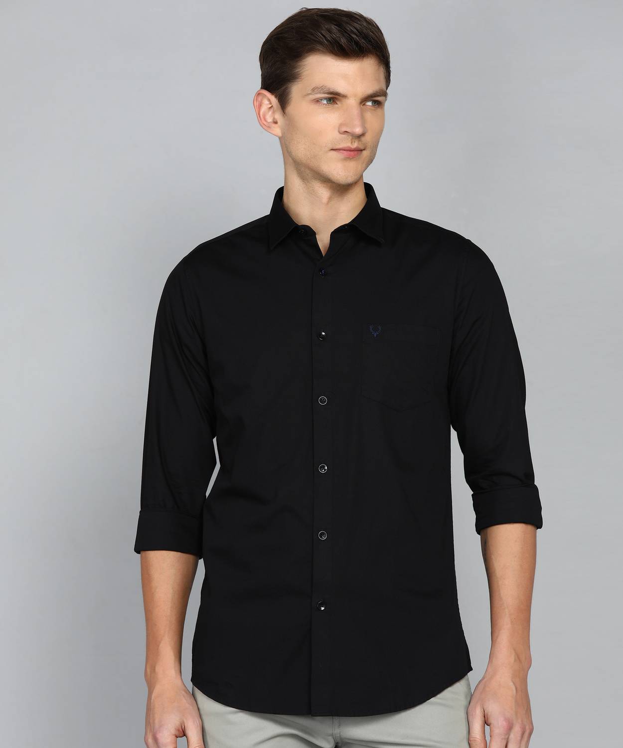 Allen Solly Men Solid Casual Black Shirt