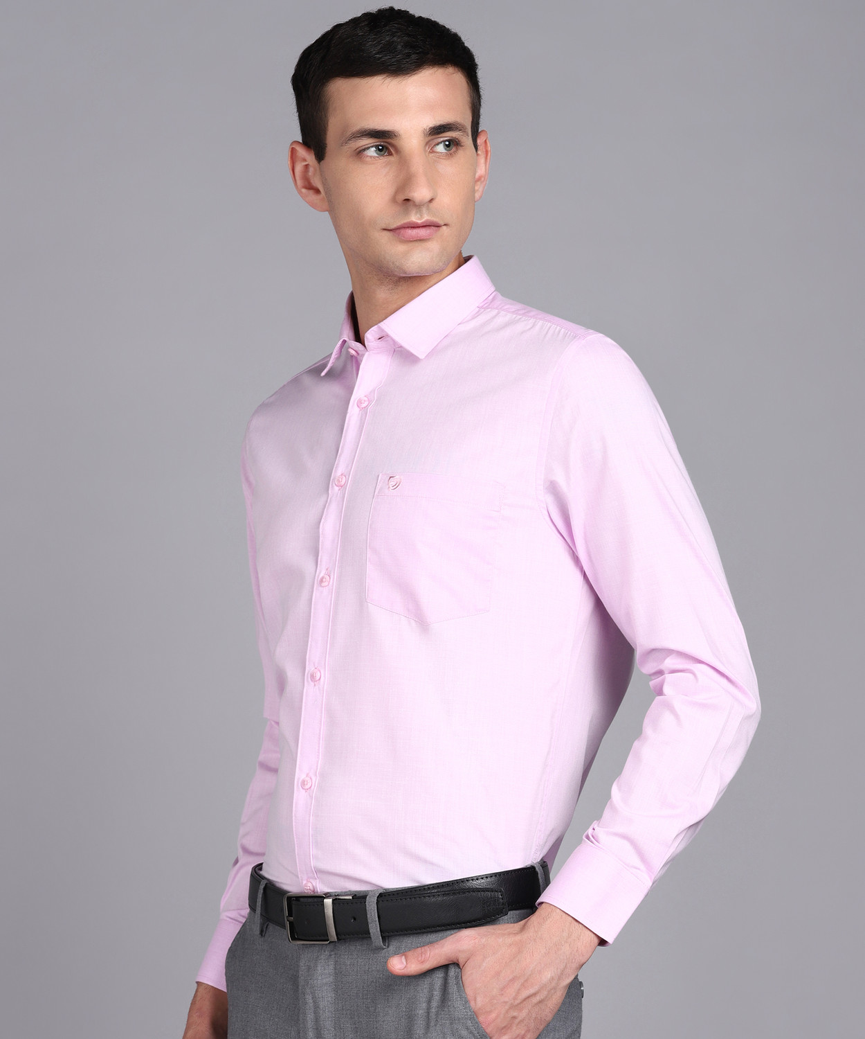 Image of SAM & JACK Men Self Design Formal Pink Shirt