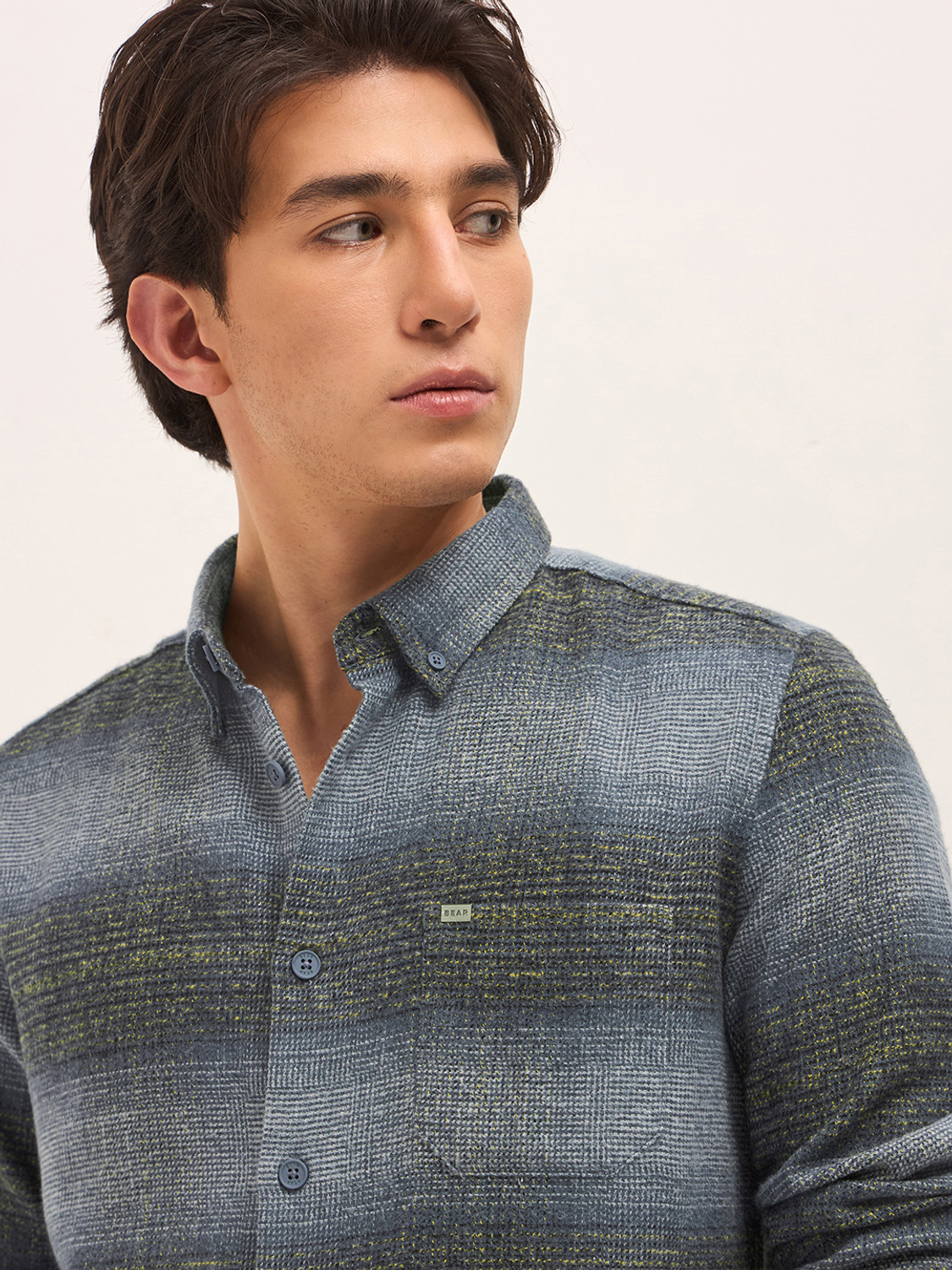 Image of THE BEAR HOUSE Men Checkered Casual Blue Shirt
