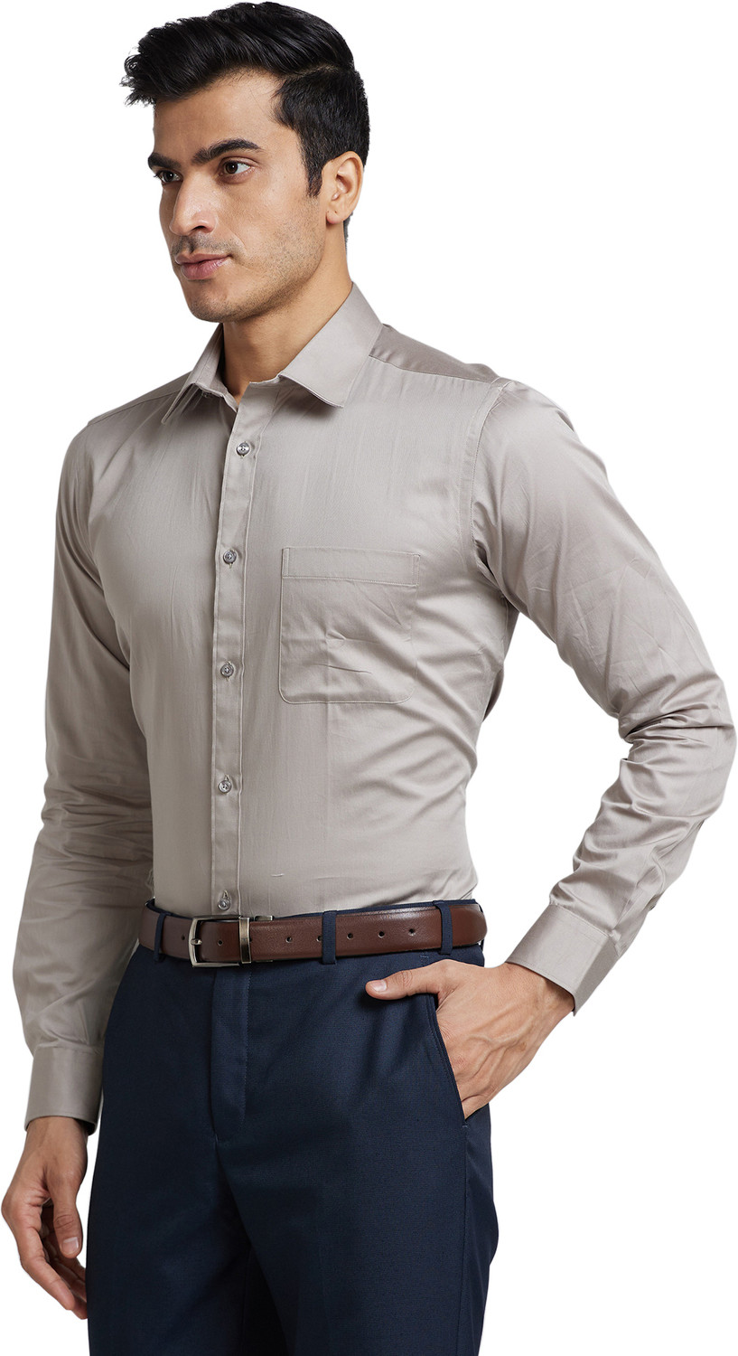 Image of Raymond Men Solid Formal Grey Shirt