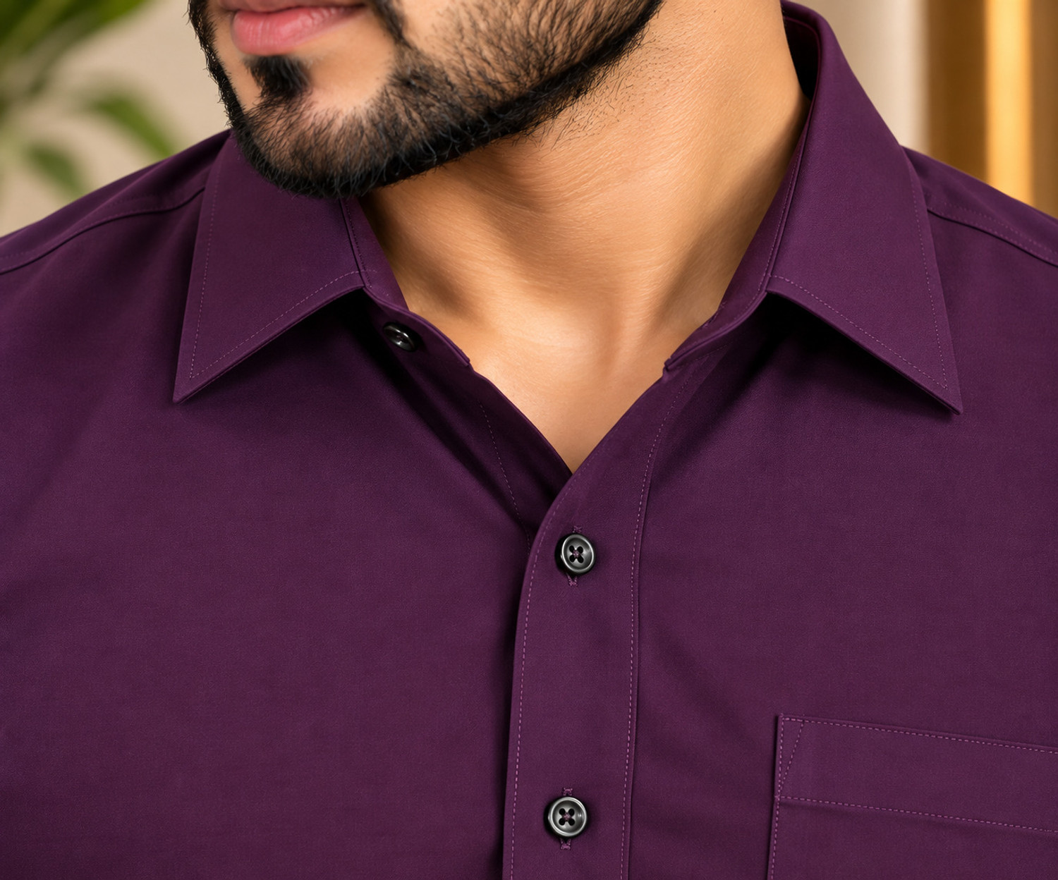 Image of Clyver Men Solid Casual Purple Shirt