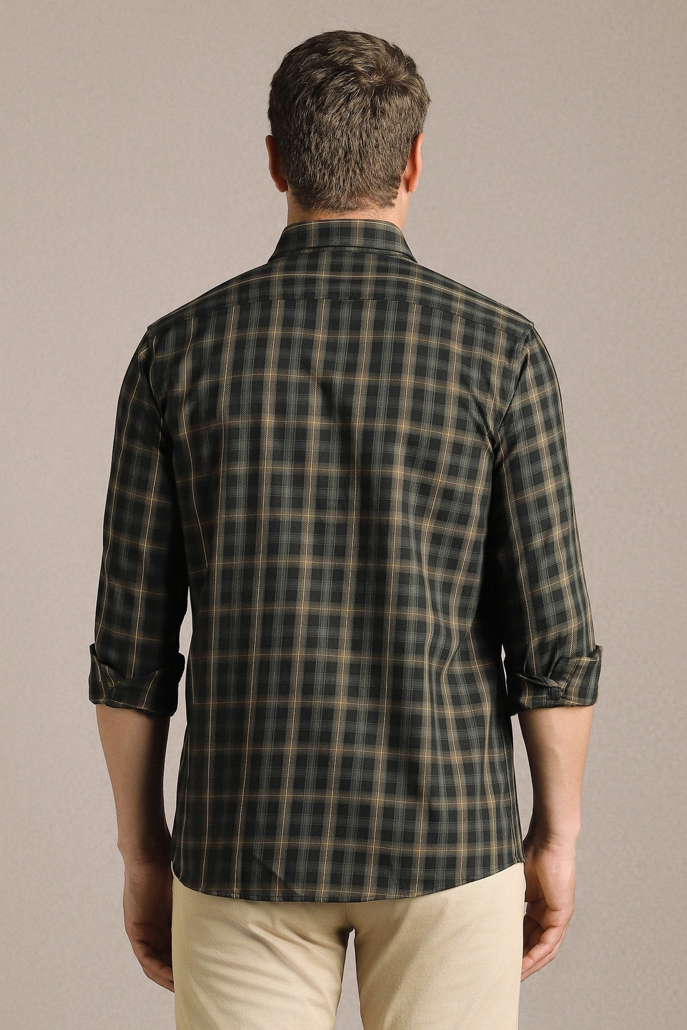 Image of LOUIS PHILIPPE Men Checkered Casual Black Shirt