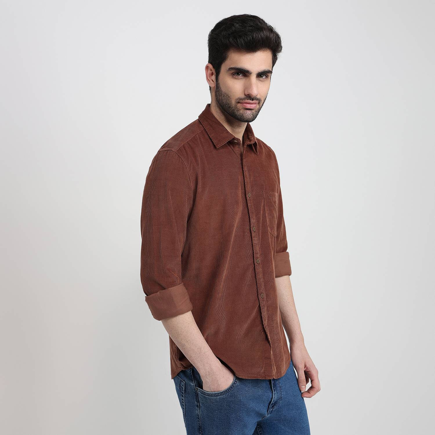 PARX Men Self Design Casual Brown Shirt - Buy PARX Men Self Design