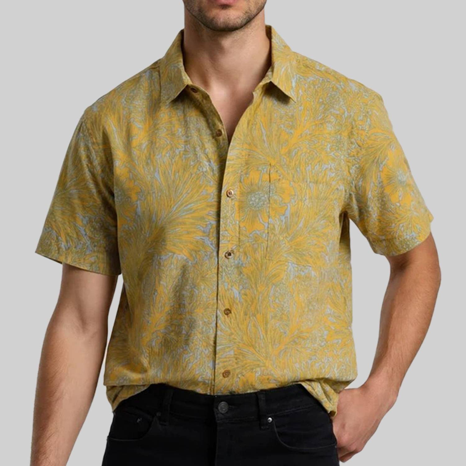 Unimod Men Yellow Printed Casual Shirt - Image 3