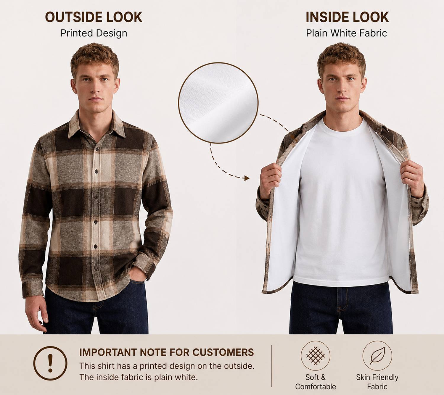DIMMY Men Checkered Casual Brown Shirt - Image 3