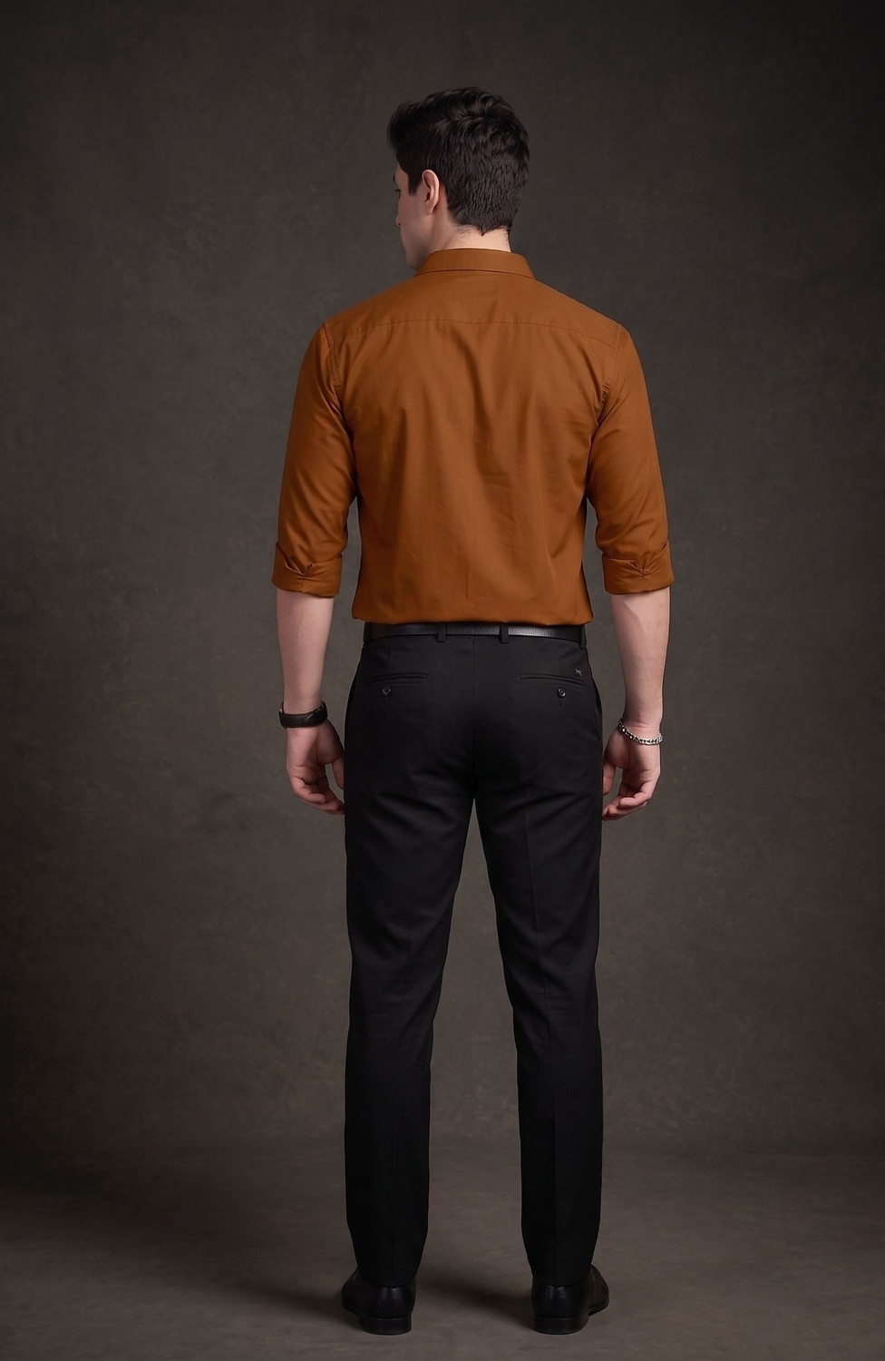 Image of FIBERMILL Men Solid Formal Brown Shirt