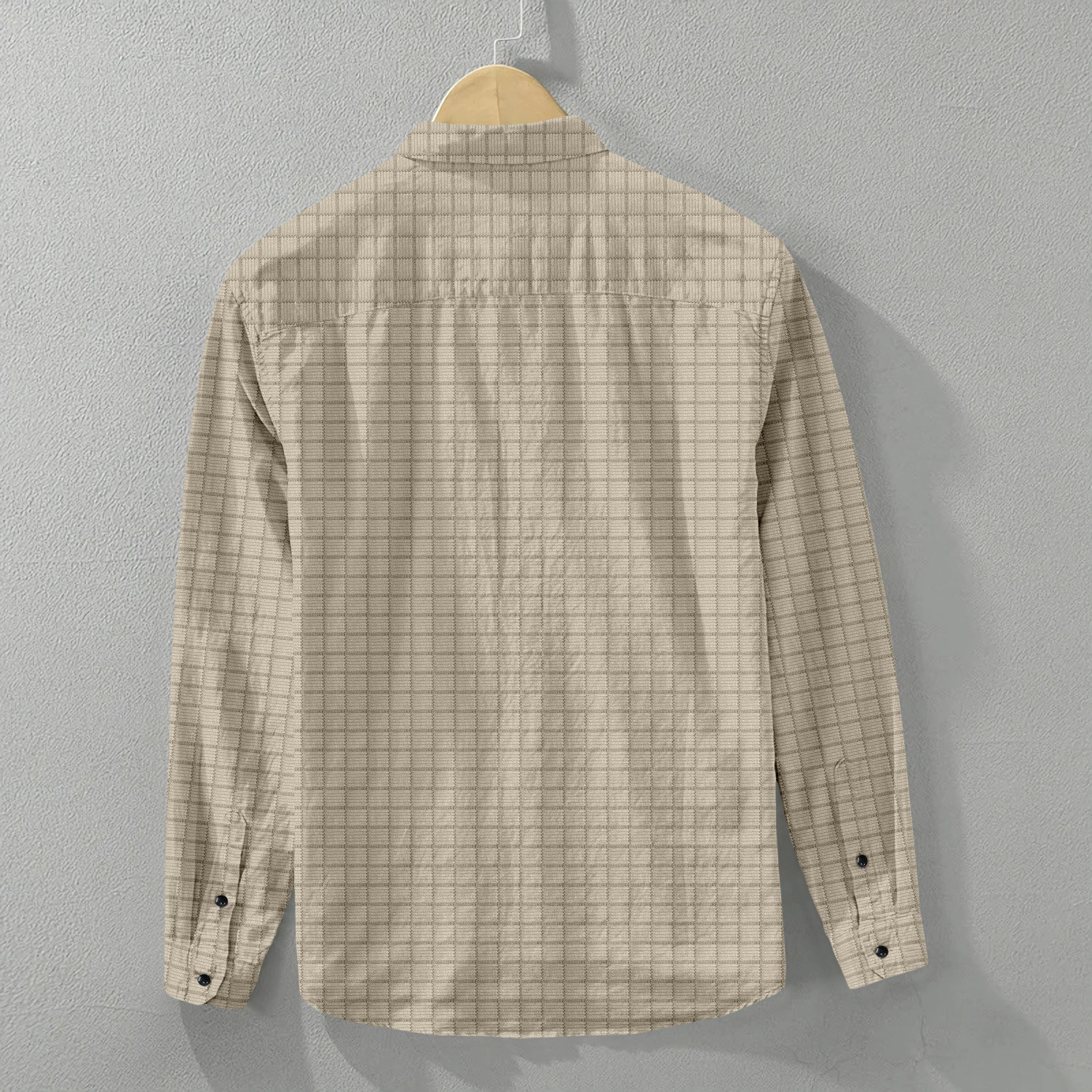Image of VELLOSTA Men Self Design Casual Beige Shirt