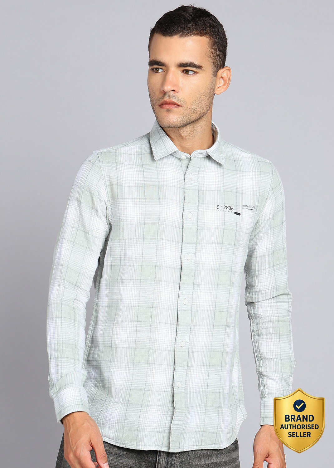 Image of INTEGRITI Men Checkered Casual Green Shirt