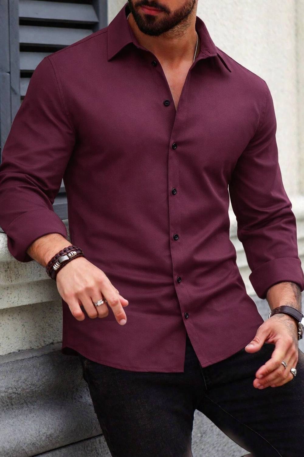 METRONAUT Men Maroon Casual Shirt - Image 2