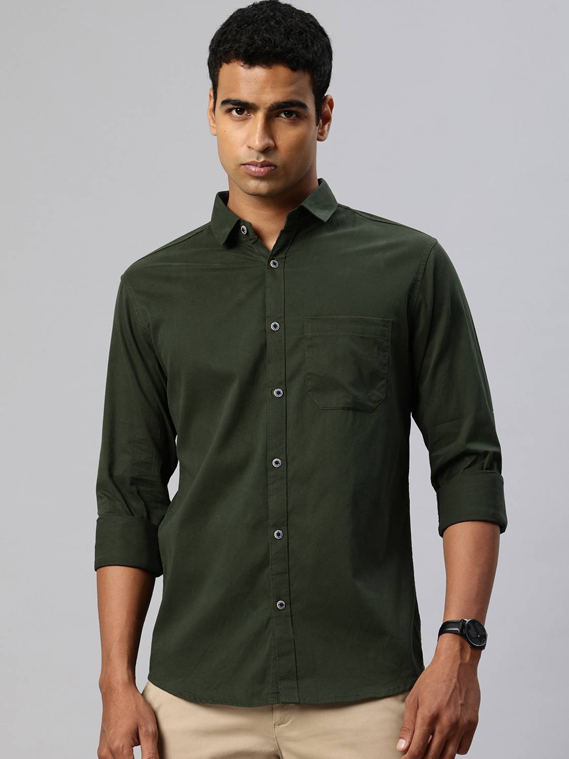 Majestic Men Dark Green Casual Shirt - Image 1