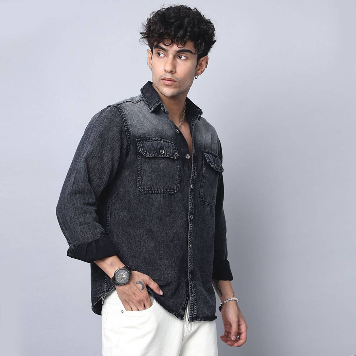 D Finish Men Black Casual Shirt - Image 4