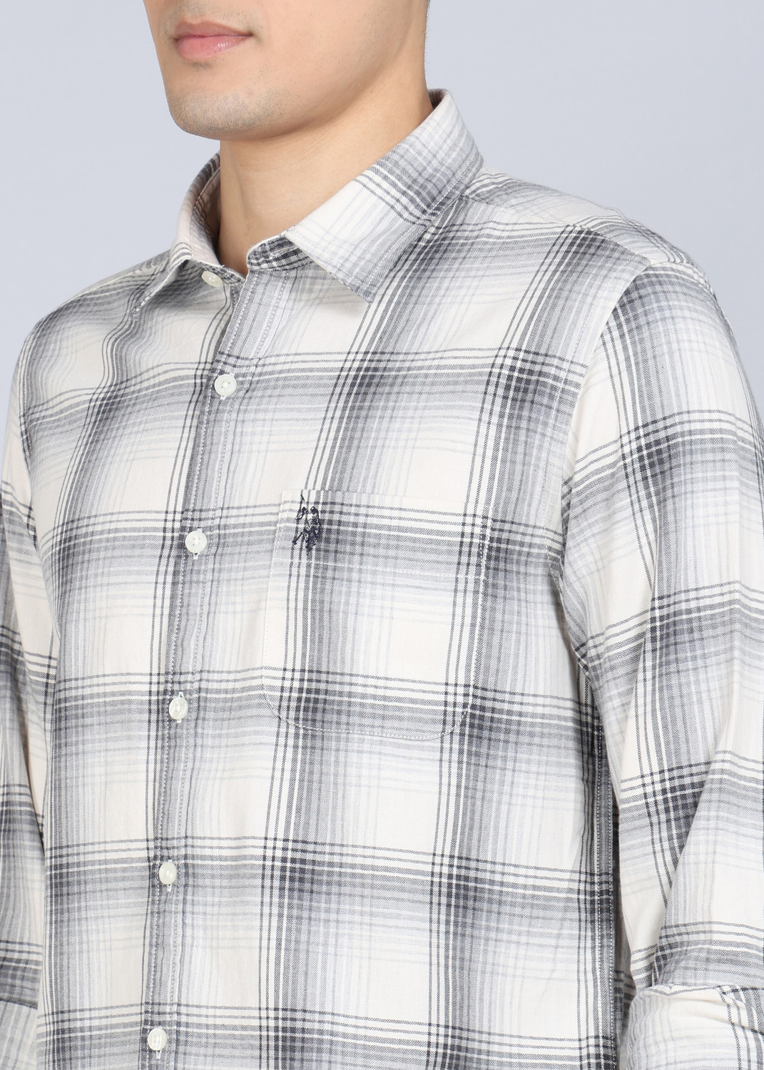 Image of U.S. Polo Assn. Denim Co. Men Regular Fit Solid Cut Away Collar Casual Shirt
