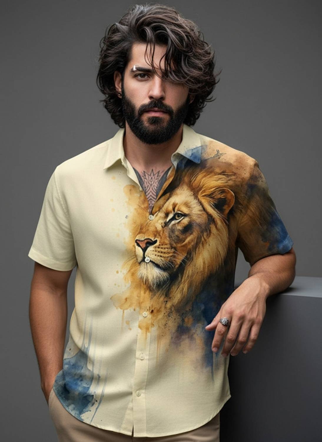bollydolldesigner Men Graphic Print Casual Multicolor Shirt