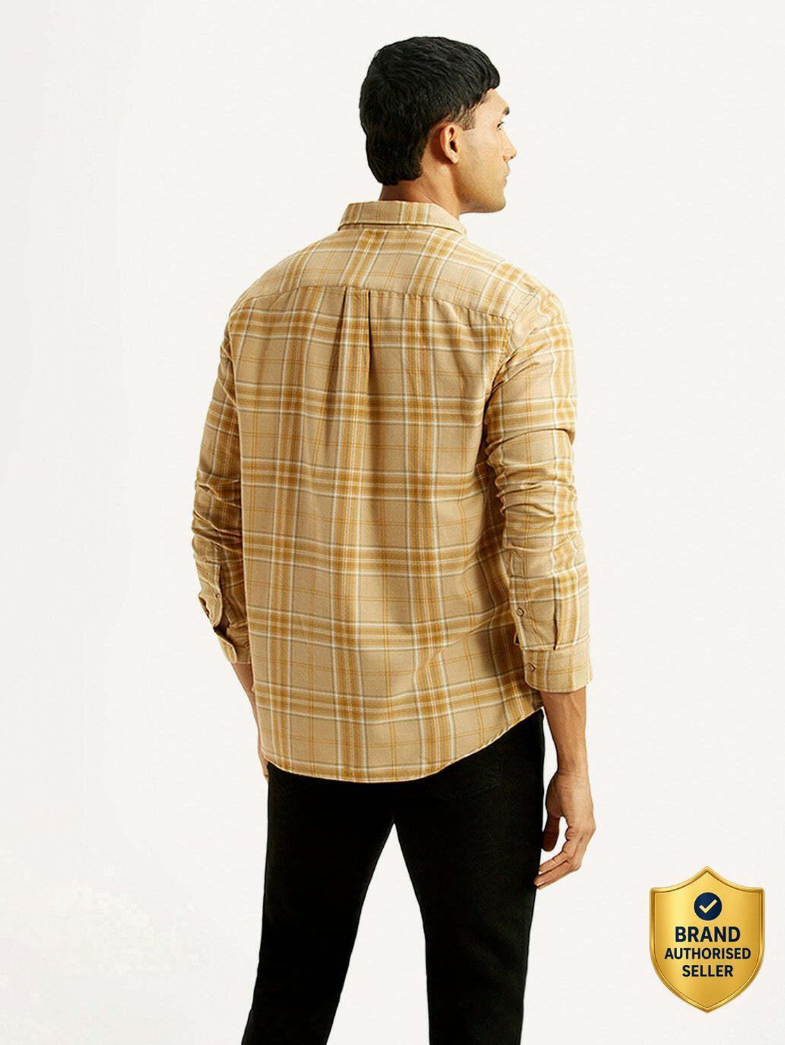 Image of LEVI'S Men Checkered Casual Beige Shirt