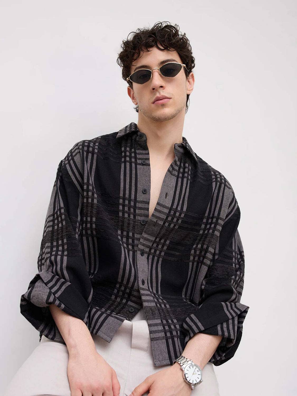 VASTRADO Men Checkered Grey Shirt - Image 2