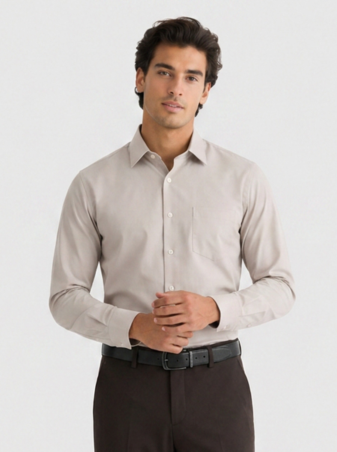 Blackberrys Men Self Design Formal Cream Shirt