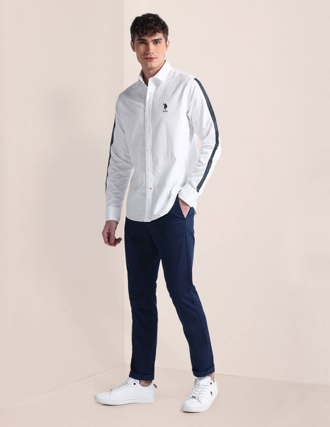 U.S. POLO ASSN. Men Solid Casual White Shirt - Image 3