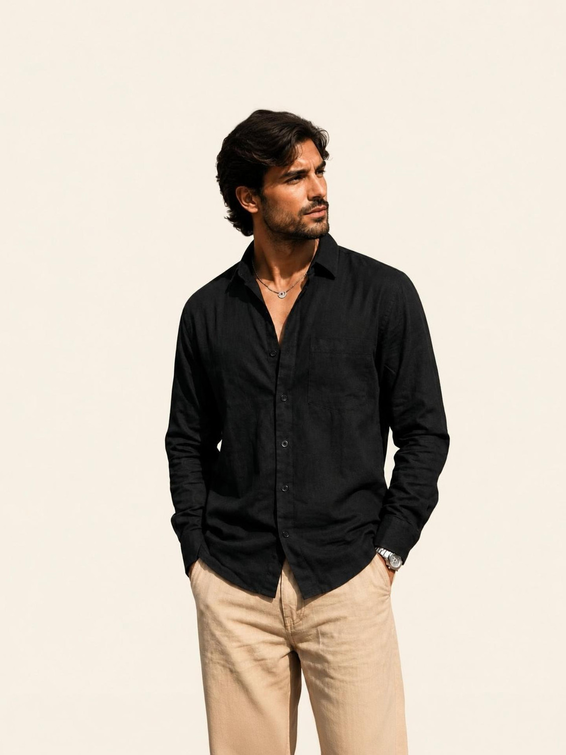 Image of JERRY AND HANPHIL Men Regular Fit Solid Spread Collar Formal Shirt