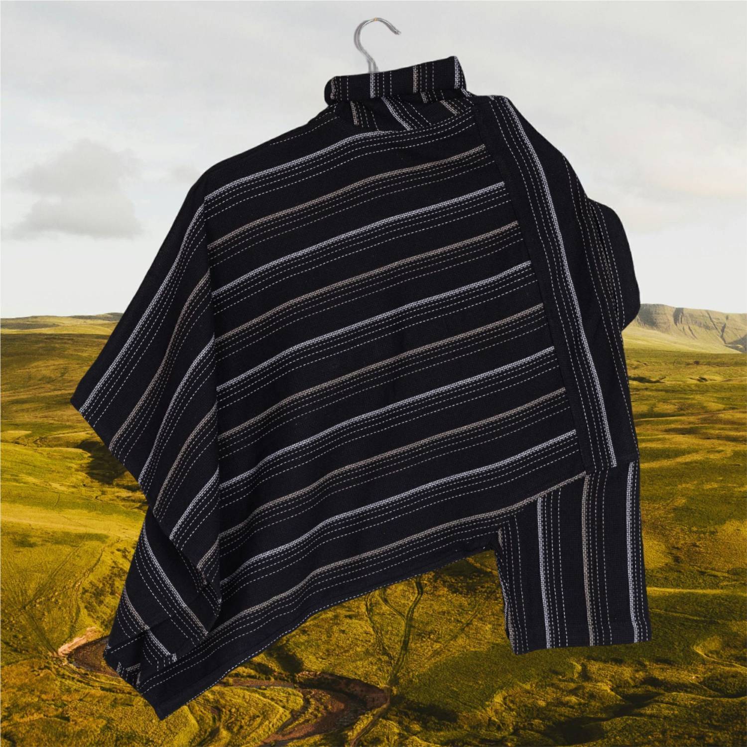 VUDLY Men Striped Casual Black Shirt - Image 3