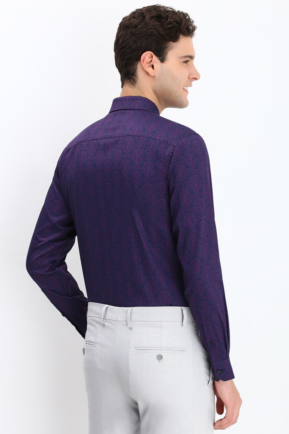 Image of Allen Solly Men Printed Formal Blue Shirt