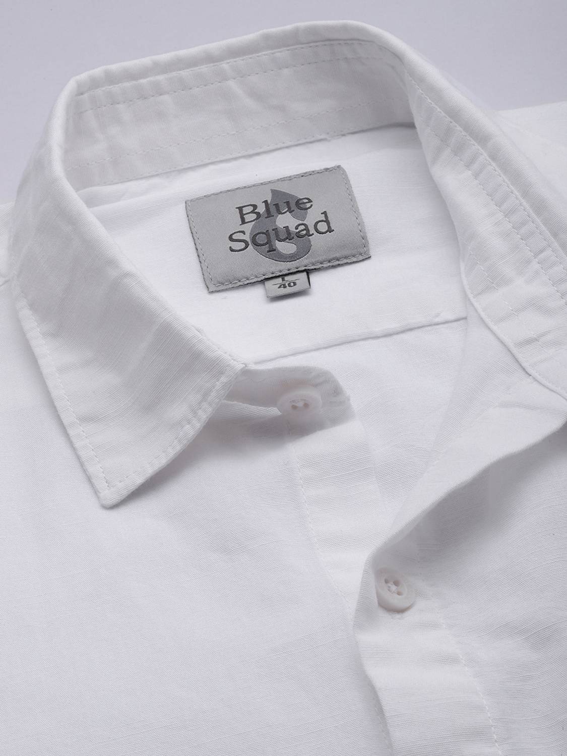 BLUE SQUAD Men Solid Casual White Shirt - Image 4