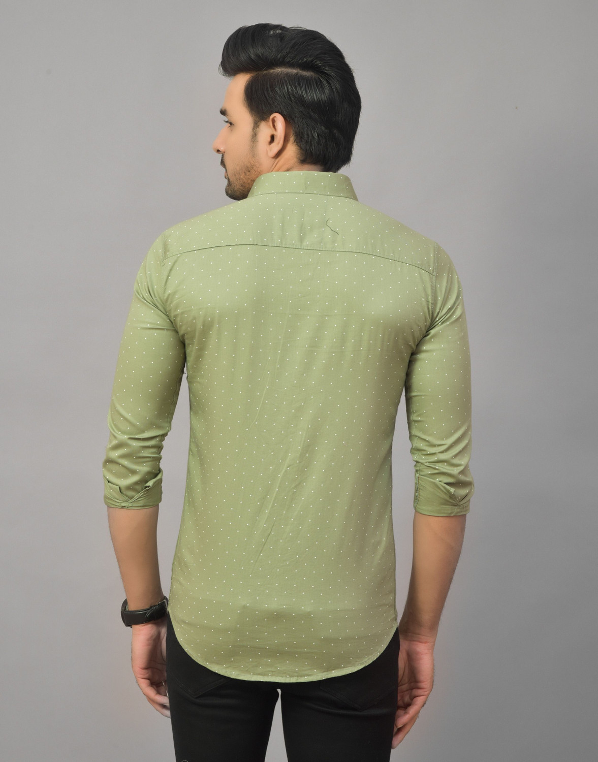 Image of Hems trends Men Printed Casual Green Shirt
