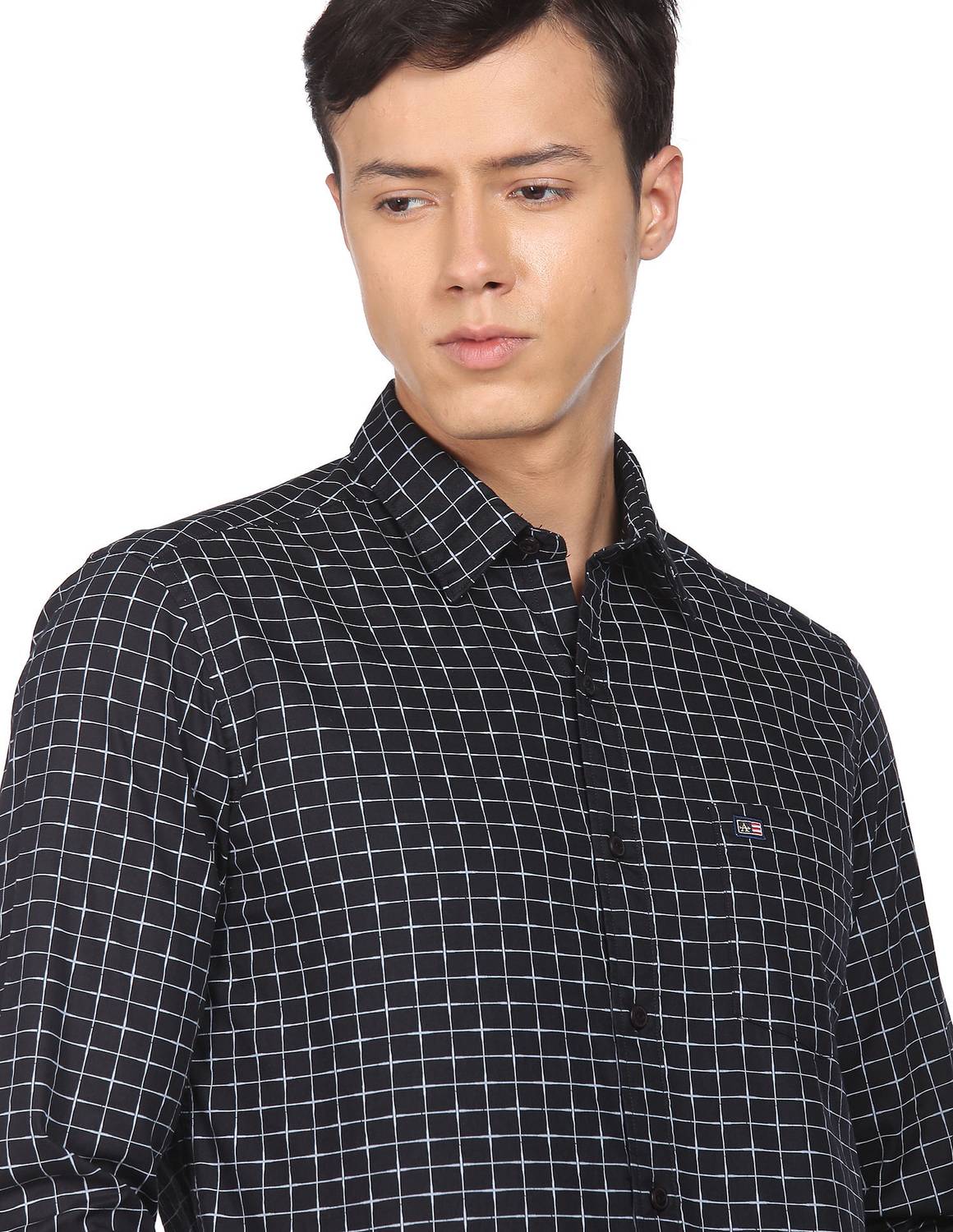 Arrow Sport Men Checkered Casual Black Shirt