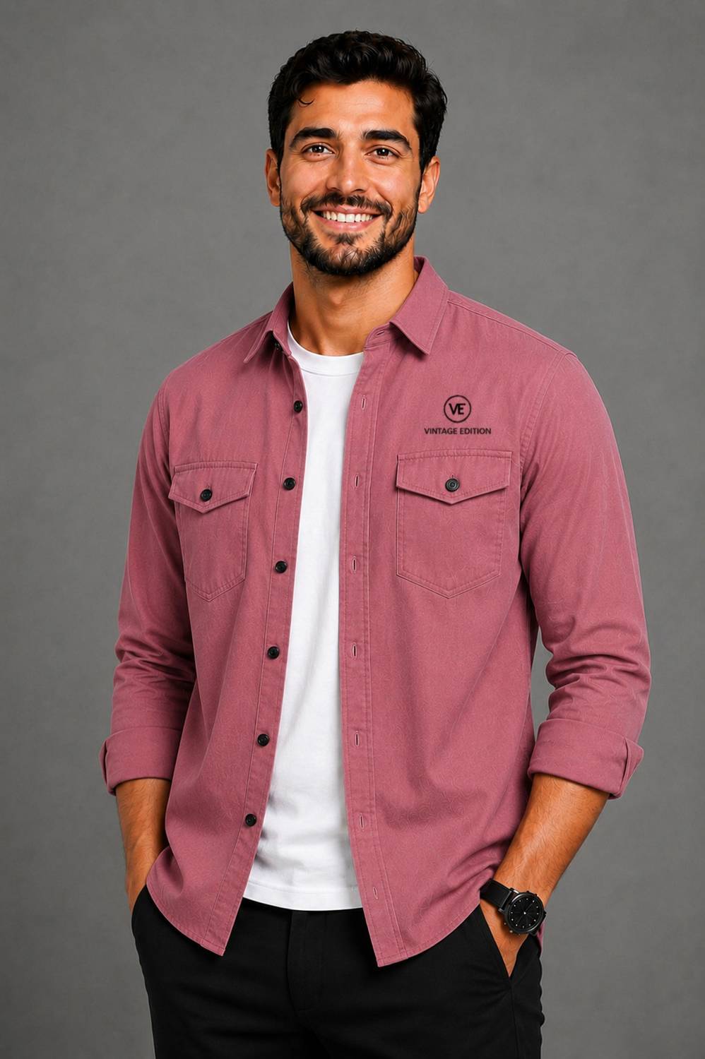 Garry Richard Men's Regular Fit Solid Spread Collar Casual Shirt - Image 1