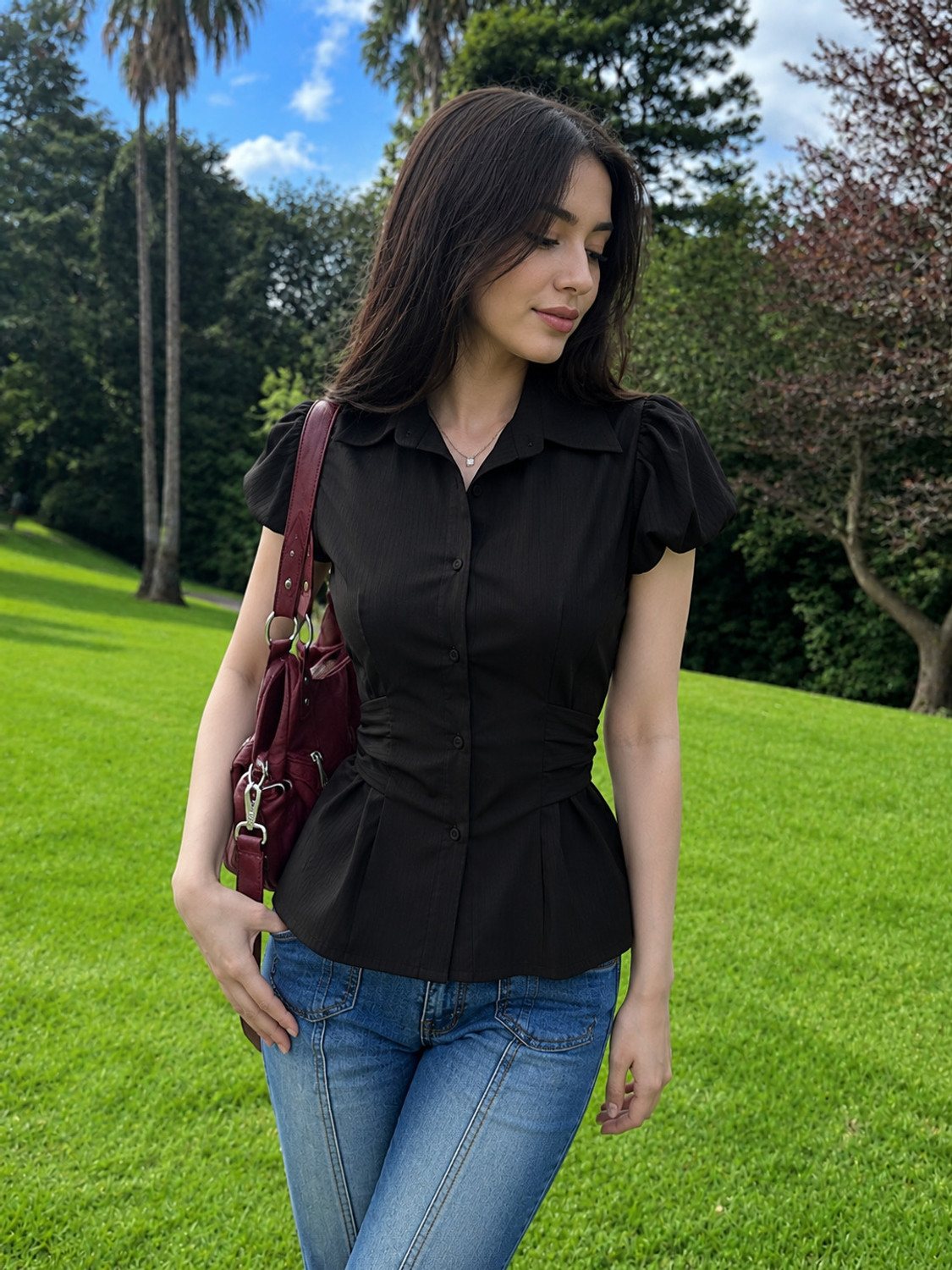Image of Wingswear Women Solid Casual Black Shirt
