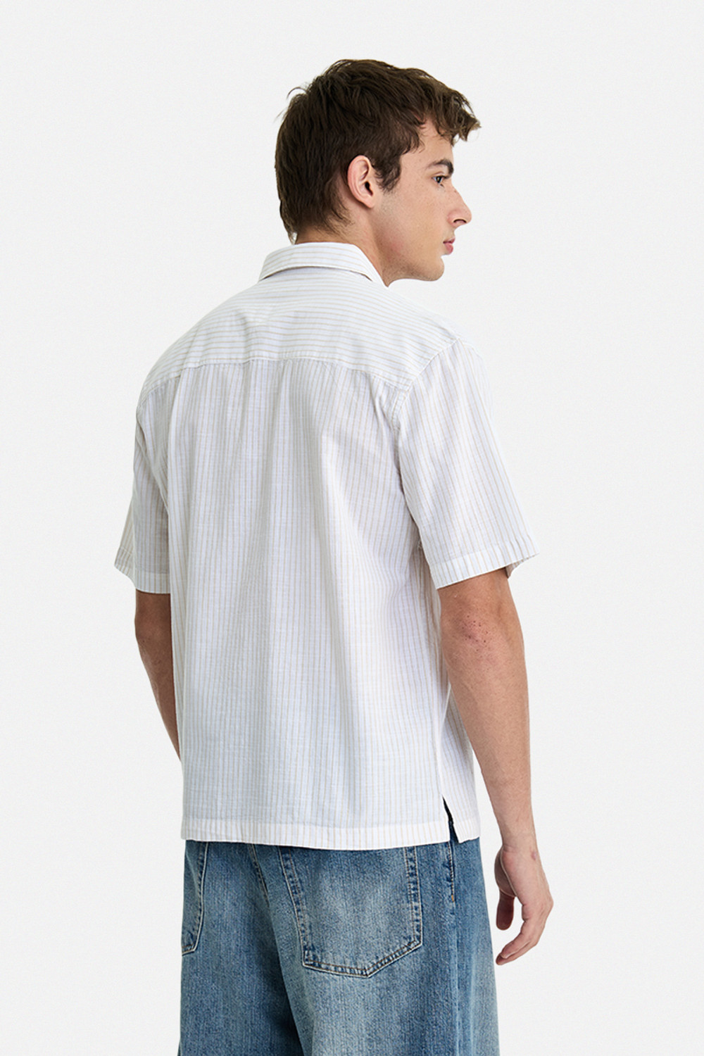 Image of Snitch Men Striped Casual White Shirt