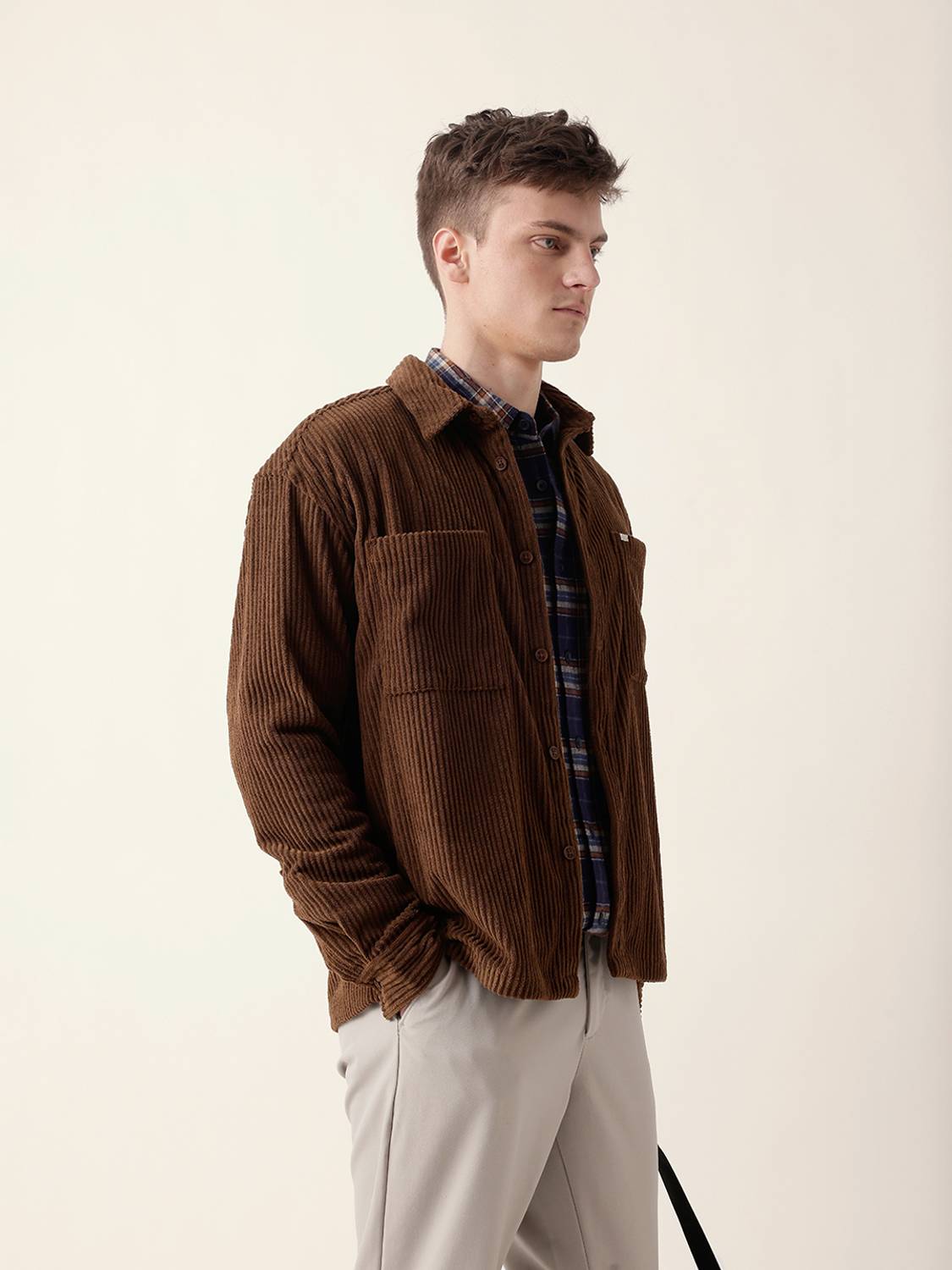 THE BEAR HOUSE Men Oversized Fit Self Design Spread Collar Casual... more