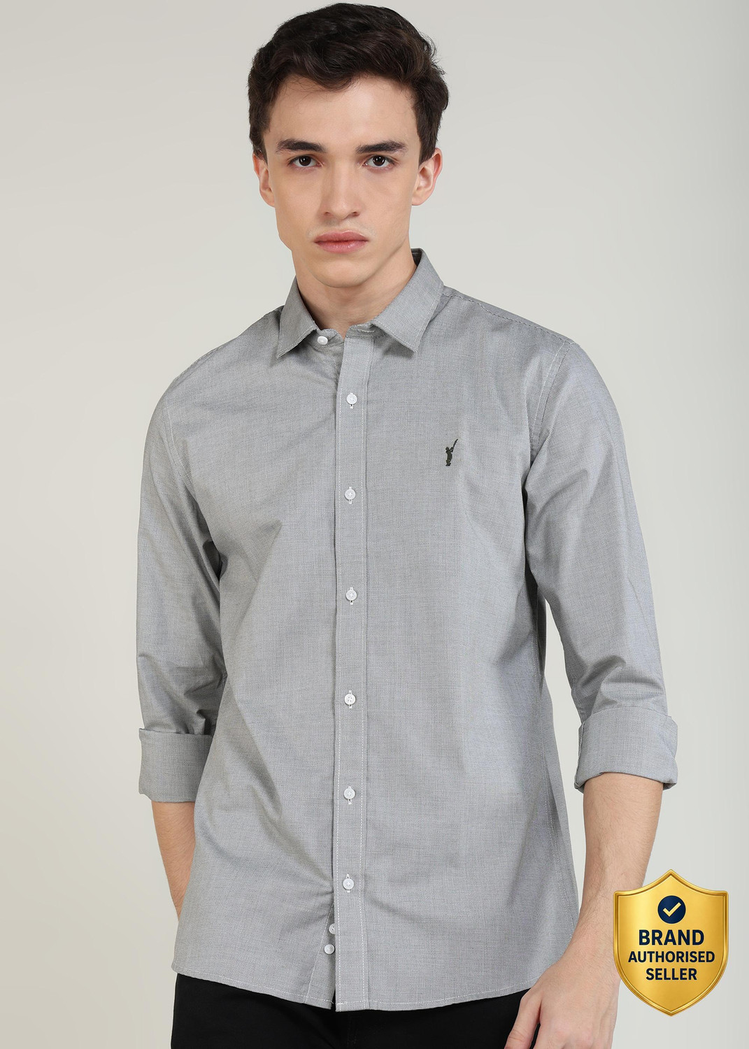 Image of PETER ENGLAND Men Self Design Casual Green Shirt